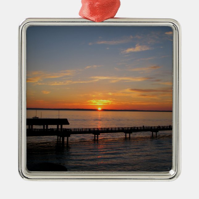 Taylor Street Dock Sunset Metal Ornament (Front)