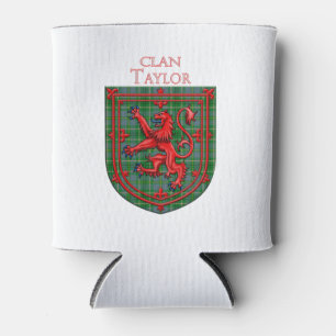 Taylor Tartan Scottish Plaid Lion Rampant Can Cooler