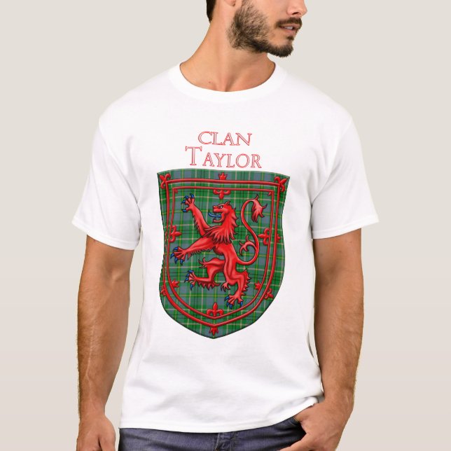 Taylor Tartan Scottish Plaid Lion Rampant T-Shirt (Front)