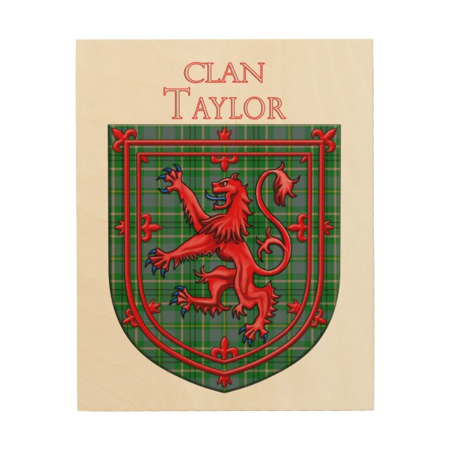 Taylor Tartan Scottish Plaid Lion Rampant Wood Wall Art (Front)