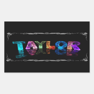 Taylor - The Name Taylor in 3D Lights (Photograph Rectangular Sticker