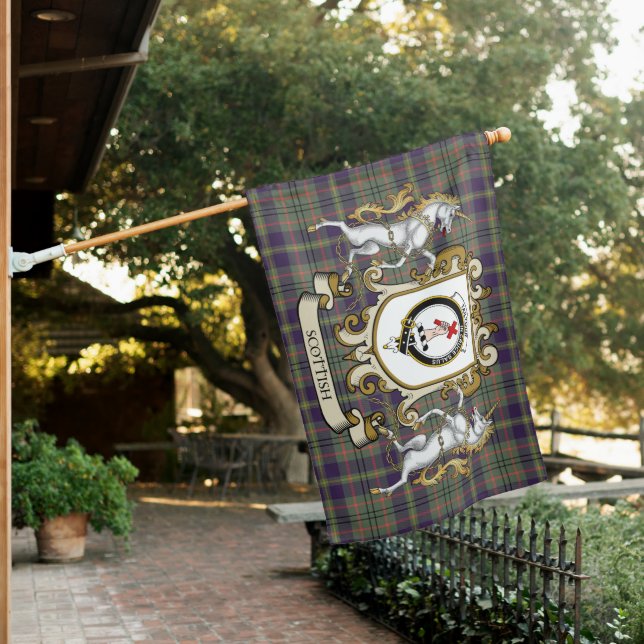 Taylor Weathered Tartan Flag Clan Badge With Lion  (In SItu)