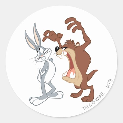 TAZ and BUGS BUNNY Not Even Flinching _ Color Classic Round Sticker