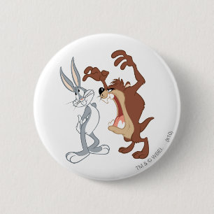 TAZ™ and BUGS BUNNY™ Not Even Flinching - Color Pinback Button