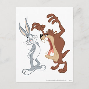 TAZ™ and BUGS BUNNY™ Not Even Flinching - Color Postcard