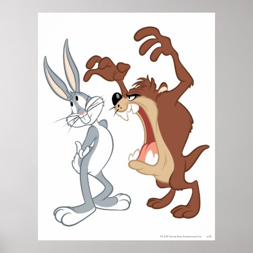 TAZ and BUGS BUNNY Not Even Flinching _ Color Poster
