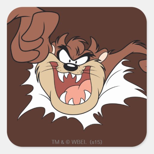 TAZ™ Bursting Through Page Square Sticker | Zazzle