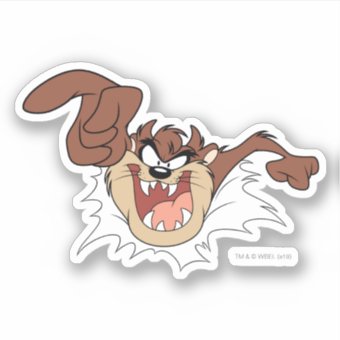 Taz Ripping Through TAZ™ Bursting Through Page Sticker | Zazzle