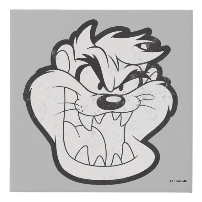 TAZ™ Evil Grin Badge Faux Canvas Print (Front)