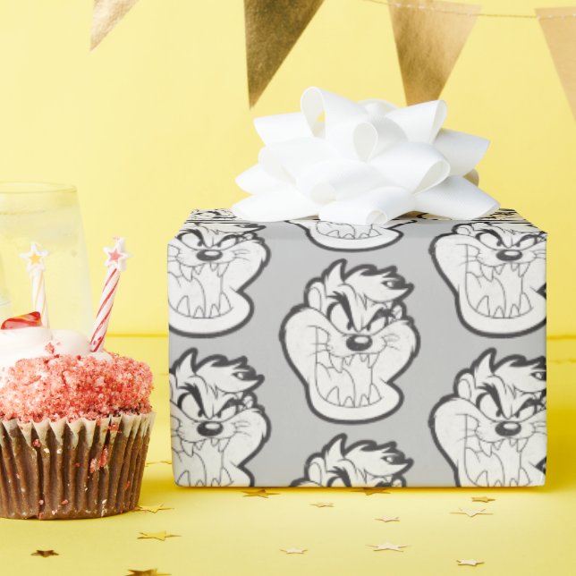 TAZ™ Evil Grin Badge Wrapping Paper (Birthday Party)