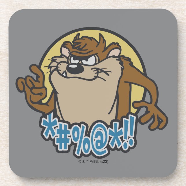 TAZ™ Expletive Circle Graphic Beverage Coaster (Front)