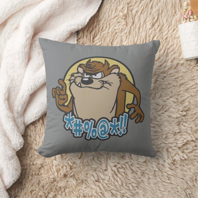 TAZ™ Expletive Circle Graphic Throw Pillow (Blanket)