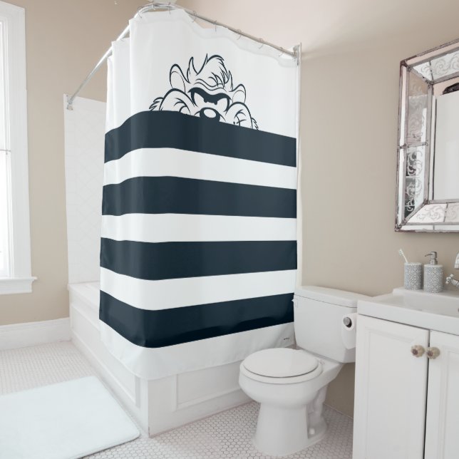 TAZ™ Hiding In Stripes Shower Curtain (In Situ)