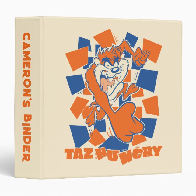 TAZ™ Hungry Smashing Through Checker 3 Ring Binder (Front/Spine)