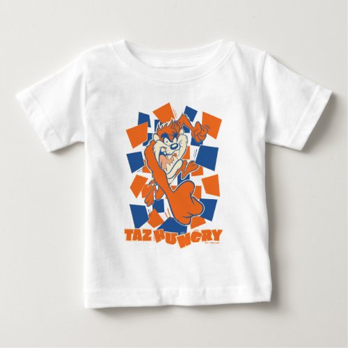 TAZ Hungry Smashing Through Checker Baby T_Shirt