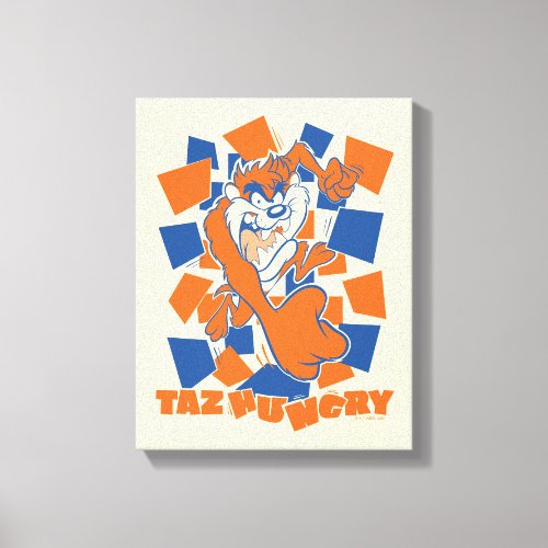 TAZ Hungry Smashing Through Checker Canvas Print
