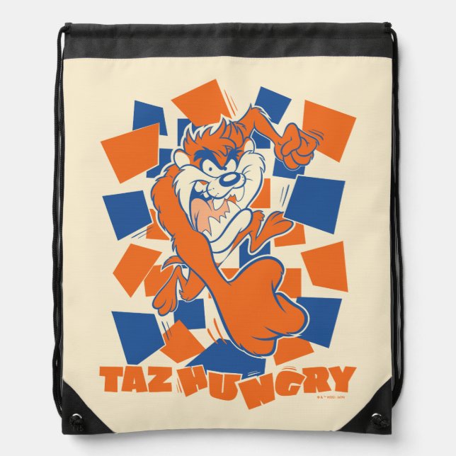 TAZ™ Hungry Smashing Through Checker Drawstring Bag (Front)