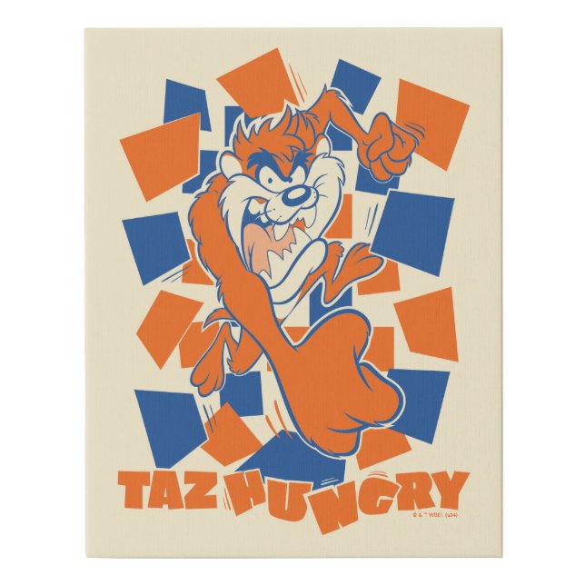 TAZ™ Hungry Smashing Through Checker Faux Canvas Print (Front)