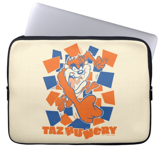 TAZ™ Hungry Smashing Through Checker Laptop Sleeve (Front)