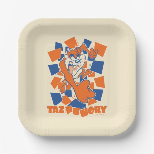 TAZ™ Hungry Smashing Through Checker Paper Plates (Front)