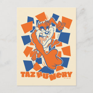 TAZ™ Hungry Smashing Through Checker Postcard
