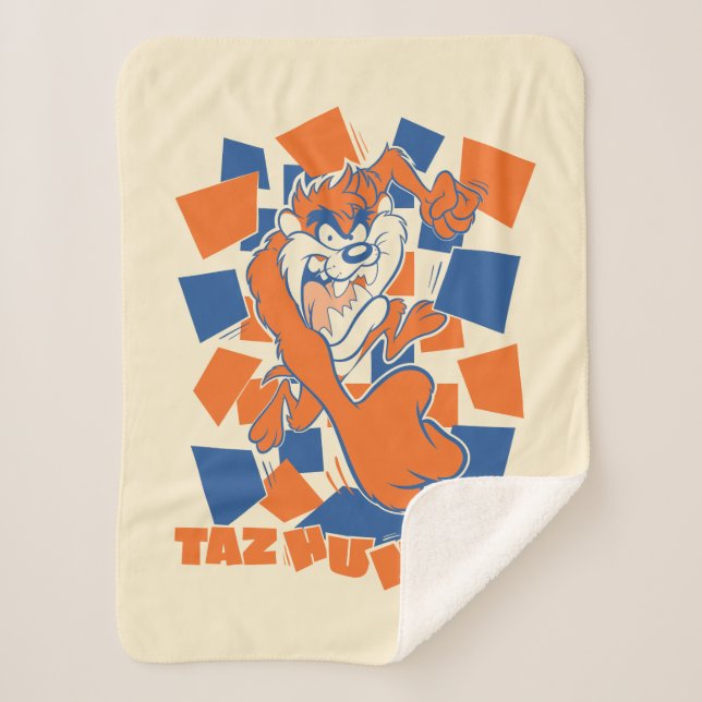 TAZ™ Hungry Smashing Through Checker Sherpa Blanket (Front)