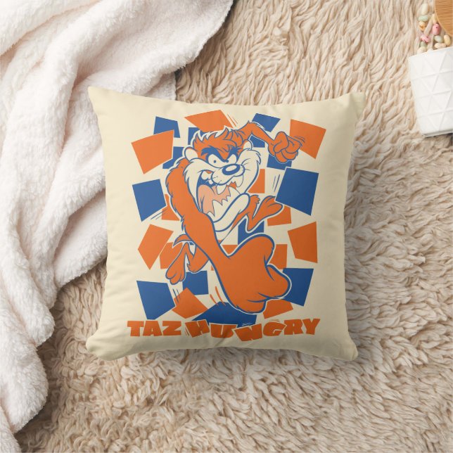 TAZ™ Hungry Smashing Through Checker Throw Pillow (Blanket)