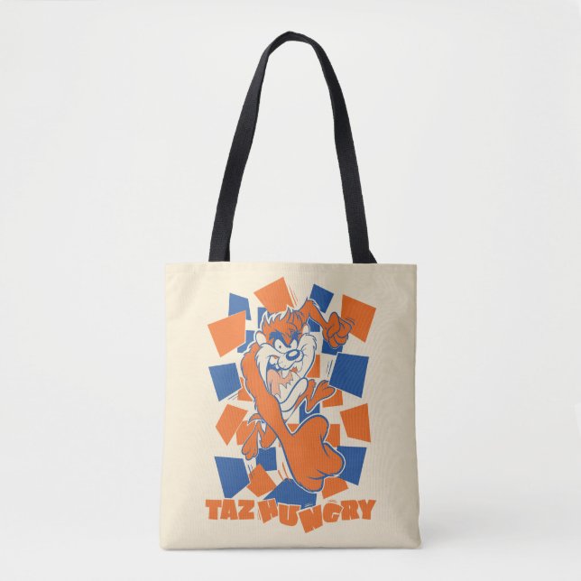 TAZ™ Hungry Smashing Through Checker Tote Bag (Front)