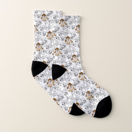 TAZ Line Art Color Pop Pattern Socks