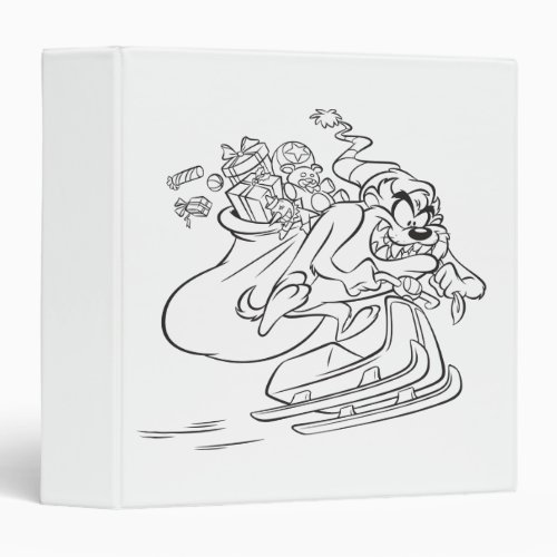 TAZ on sled with bag of toys 3 Ring Binder