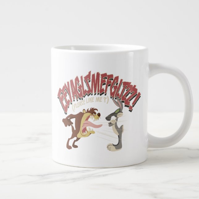 TAZ™ Shouting at BUGS BUNNY™ "Please Like Me?" Giant Coffee Mug (Right)