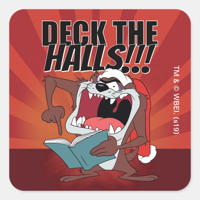 TAZ™ Singing Christmas Carols Square Sticker (Front)