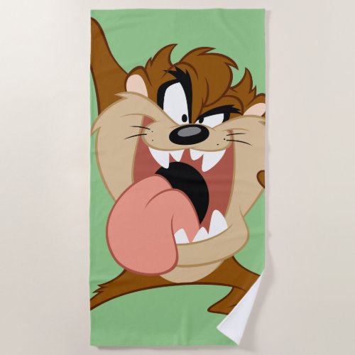 TAZâ  Sticking His Tongue Out Beach Towel