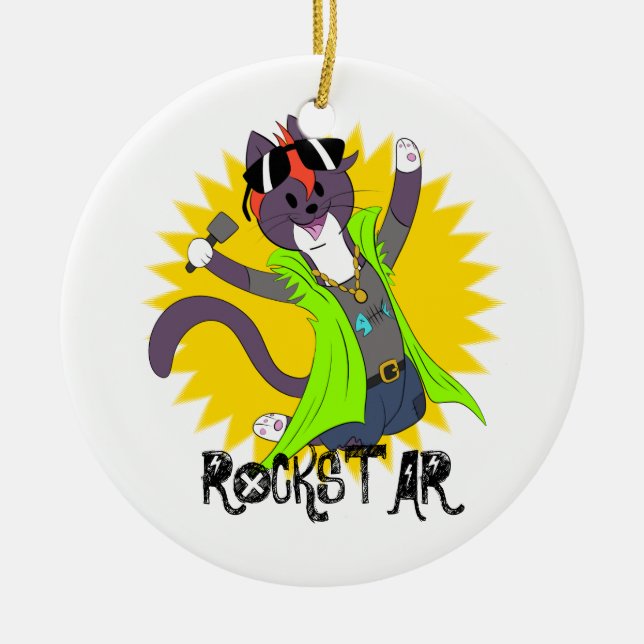 Taz the Rockstar Ceramic Ornament (Front)