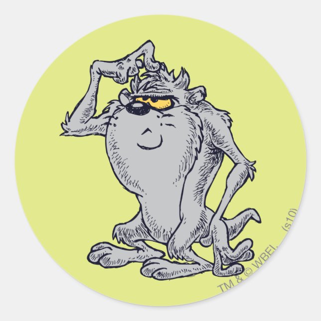 TAZ™ Thinking Artistic Design Classic Round Sticker (Front)