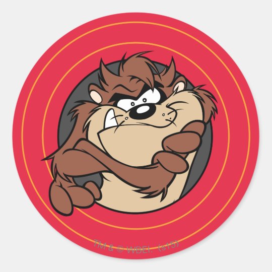 Taz™ Through Looney Tunes™ Circles Classic Round Sticker