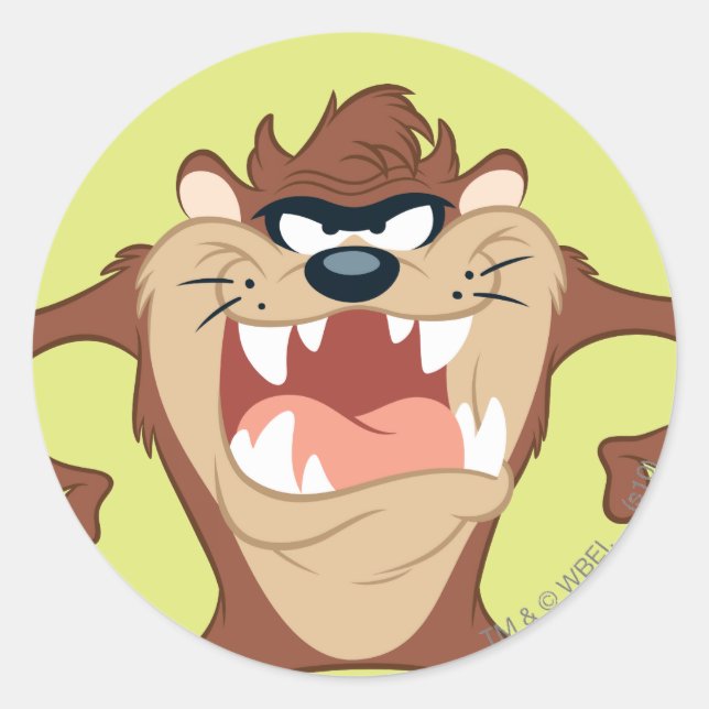 TAZ™ Toothy Grin Classic Round Sticker (Front)