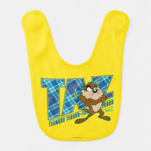 TAZ™ Tornado Terror Plaid Baby Bib