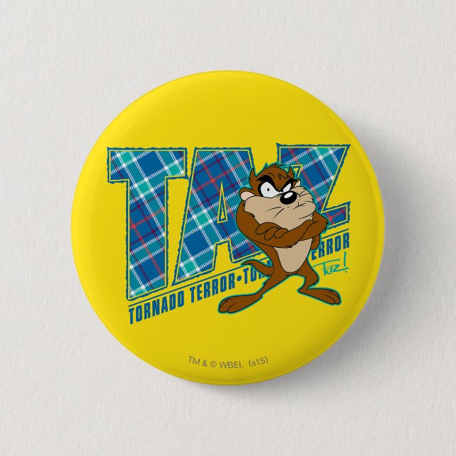 TAZ™ Tornado Terror Plaid Button (Front)