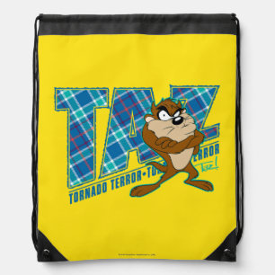 TAZ™ Tornado Terror Plaid Drawstring Bag