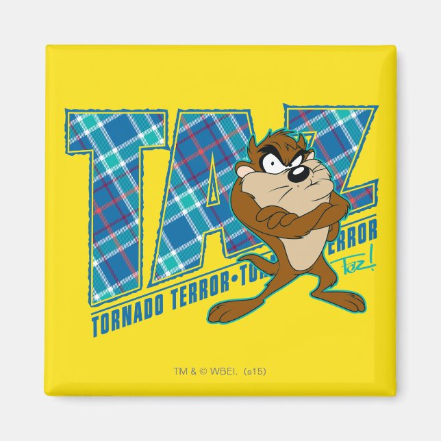 TAZ™ Tornado Terror Plaid Magnet (Front)