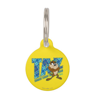 TAZ™ Tornado Terror Plaid Pet Name Tag