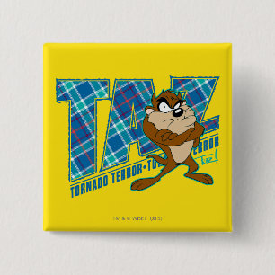 TAZ™ Tornado Terror Plaid Pinback Button
