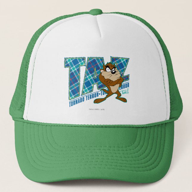 TAZ™ Tornado Terror Plaid Trucker Hat (Front)