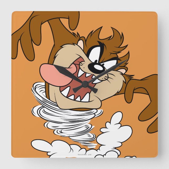 TAZ™ Whirling Tornado Square Wall Clock (Front)