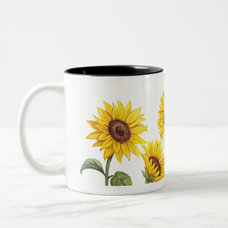 Taza 11 oz with yellow sunflowers Two-Tone coffee mug