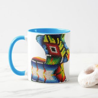 Taza Beade Huichol Deer