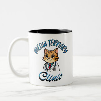 Taza bicolor. Cat Doctor Veterinarian Mug. Two-Tone Coffee Mug