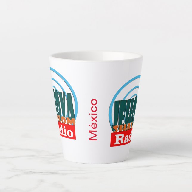 Taza chica cafe Radio Jehova Shalom México Latte Mug (Front)