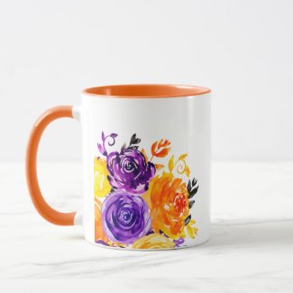 Taza Coffe Mug Cup Autumn Floral